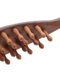 Peigne de Massage Cuir Chevelu en Bois de Santal Massif, Forme Baleine Ovale, Brosse Artisanale pour Soin Capillaire et Détente Hommes et Femmes