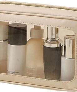 XAGMODSHN Cosmétique De Voyage Élégant avec Organisateur De Toilette Étanche Transparent sur Le Devant Trousse À Outils De Maquillage Résistante À l'eau Trousse De Toilette Transparente