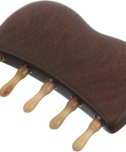 Housoutil Peigne de Massage du Cuir Chevelu en Bois de Santal 9 CM 5 Dents Larges Arrondies Portable pour Hommes et Femmes Démêlage Doux et Prévention Casse Soin Capillaire Quotidien