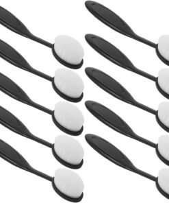 Pinceaux Fond de Teint Liquide et Contouring Ovales Lot de 10 Brosse Type Dents Poils Synthétiques pour Maquillage Mobile et Usage Quotidien