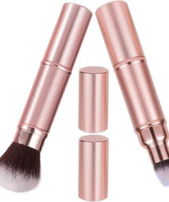 Healvian 2pièces Lot De Pinceaux Maquillage Double Extrémité Rétractable Pinceau Portable Pour Fond Teint Blush Outil Maquillage Voyage Compact
