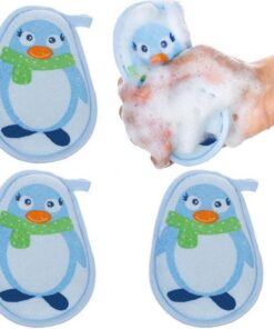 Bath Sponges 4pcs Cartoon Douche De Douche Douche Double Face Serviettes Exfoliantes