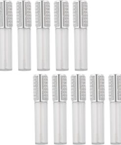 VOSAREA Mini Bouteilles en Verre 5ml Argenté Rechargeables pour Brillant à Lèvres, Tube Facile à Transporter pour Travail et Outils Diy, Lot de 10 Pièces