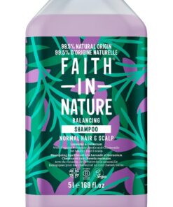 Faith In Nature Shampooing Naturel à la Lavande et au Géranium, Équilibrant pour Cheveux et Cuir Chevelu Normaux, Végan et Non Testé sur les Animaux, Sans SLS, Silicones ni Parabènes, Recharge 5 L