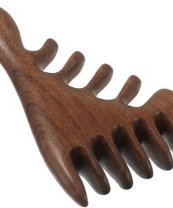 Healvian Peigne de Massage Bois de Santal Dents Larges pour Démêlage Facile Portable pour Soins Capillaires à Domicile ou Voyage