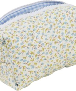 Trousse à maquillage fonctionnelle en coton avec espace spacieux pour outils de maquillage - Pochettes pour accessoires de beauté, bleu
