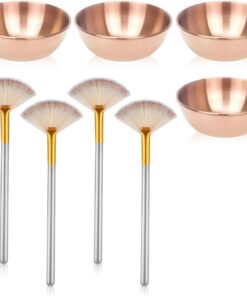 Lot de 8 outils de maquillage professionnels avec bol mélangeur en acier inoxydable et pinceaux en nylon pour application de matériel de maquillage en acier inoxydable