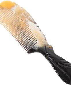 STOBAZA Peigne en Corne de Buffle Naturel pour Massage Cuir Chevelu, Sculpté, Portable et Élégant, pour Soins Capillaires Couleur Aléatoire