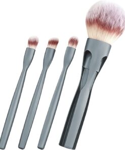 Set de Pinceaux de 4 en 1 Poils Doux et Magnétiques | Pinceaux Poudre et de Teint Pour Poudre Fard À Joues Et À Paupières Fusion Femmes Adolescentes