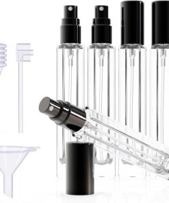 Lot de 5 flacons vaporisateurs de parfum en verre rechargeables avec outil distributeur, atomiseur de voyage portable pour Cologne, parfums avec outil
