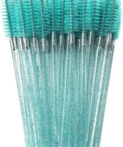 Lot de 50 brosses à cils jetables en spirale avec poignées en cristal transparent pour application de maquillage (GRN-50 pièces)