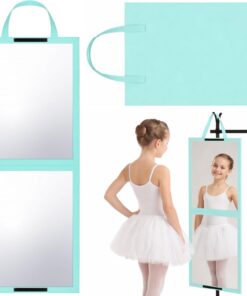 GlikCeil Miroir Pliable et Portable Pleine Longueur pour dortoir, Danse, arrière-scène, Camping, Voyage, Maquillage Pliable pour Danseurs, Artistes, Maison, esthéticienne, Spa (Vert Menthe, 85,1 x 34