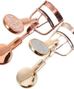 Recourbe-cils Doré en Acier Inoxydable, Lot de 2 Pièces | Poignée Antidérapante, Design Pailleté Délicat, Outil de Maquillage Pratique pour Usage Quotidien
