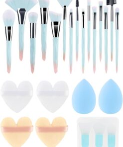 Lot de 24 pinceaux de maquillage avec poils doux et poignées confortables pour mélanger facilement les pinceaux de maquillage des yeux
