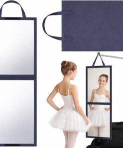 GlikCeil Miroir Pliable Pleine Longueur, 85 x 34 cm, à Suspendre, Miroir de Sac de Danse, Gris