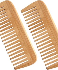 Housoutil Lot de 2 Peignes Antistatiques en Bois Massif Peignes Larges pour Massage du Cuir Chevelu Soin Capillaire Professionnel Adaptés à Divers Types de Cheveux Usage Domestique et