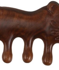 Healvian Peigne de Massage en Bois à 5 Dents Larges pour Cuir Chevelu Doux, Favorisant la Circulation Sanguine, Design Simple et Usage Quotidien pour Soins Capillaires