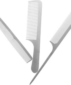 STOBAZA Peigne à Cheveux en Acier Inoxydable Antistatique 3pcs, Accessoire Coiffure Professionnel pour Salon, Outil de Soin Capillaire Résistant et Précis