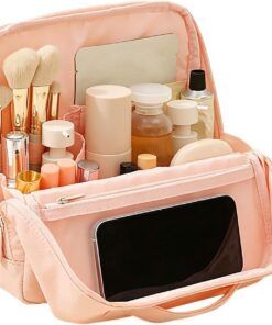 Trousse de maquillage de voyage, trousse de toilette pour femme, outil de beauté compact, trousse de maquillage réutilisable, accessoire de mode portable, pour voyageurs fréquents, vacances, hôtels