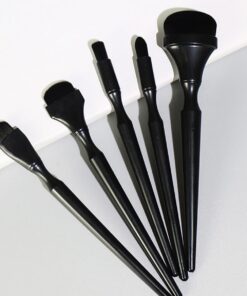 Lot de 5 pinceaux cosmétiques coniques à long manche applicateur noir 14,3 cm pour femme