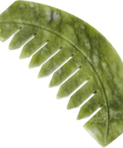 STOBAZA Peigne Guasha en Jade Naturel pour Massage Crânien, Peigne à Gratter Tête Action Stimulante Circulation Sanguine, Outil de Soin Capillaire pour Relaxation à Domicile
