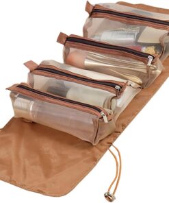 Trousse de maquillage de grande capacité, grand organisateur de maquillage | trousse de soins de la peau en cuir, sacs de maquillage transparents pour conteneurs pleine taille, noir, tissu Oxford/filet