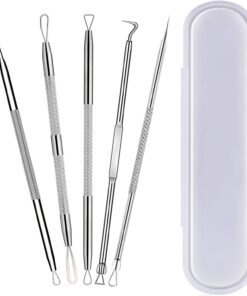 Kit d'outils de retrait de points noirs, 5 pièces pour le visage, les comédons, l'acné, les points blancs, les boutons d'extraction en acier inoxydable