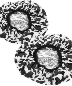 VOSAREA Lot de 2 Bonnets de Noirs Double Couche en Aluminium et Tissu, Imperméables et Anti-statiques, Légers et Portables, pour Soins Capillaires Déplacement