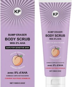 Bath Body Scrub, Hydrating SkinScrub, Peach Scent Cleanser, Gentle Dead Skin Removal, Exfoliatiing Shower Bath Product, Moisturizing Formula, Refreshing Fragrance, 100g | Nettoyant Peau Doux Pêche pour Élimination Peaux Mortes du Corps