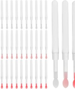 Housoutil Lot de 60 Pinceaux à Lèvres en Silicone avec Capuchon Applicateurs Réutilisables pour Rouge à Lèvres et Gloss Embouts Souples Manche Blanc Kit Maquillage Portable pour