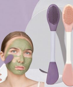 Lot de 2 pinceaux à double extrémité en silicone pour masque facial - 16,2 cm - Outils applicateurs pour crèmes, masques, gels et accessoires de routine de beauté