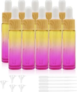 Kesell Lot de 10 flacons compte-gouttes en verre dégradé de 10 ml avec 5 trémies, 5 compte-gouttes pour aromathérapie, cosmétiques