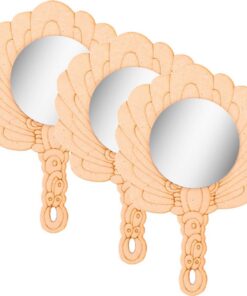 3 pièces Miroir Bois à Main DIY Miroir Compact Non Peint pour Garçon Fille Accessoire de Peinture et Décoration Artisanale Cadeau Éducatif pour Garçons et Filles