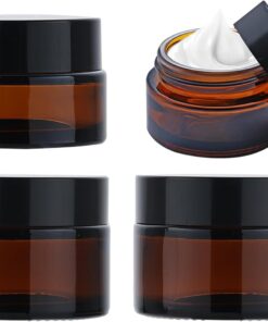 Lot de 4 pots à pommade en verre ambré - 20 ml/30 ml - Petite boîte avec couvercle - Pour échantillons de voyage, crèmes, lotions, crèmes