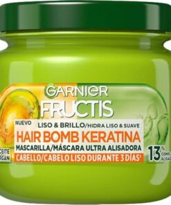 Garnier Masque capillaire fortifiant Fructis Smooth & Brilliant qui lisse et nourrit, à la kératine végétale liquide et à l'huile d'argan - 320 ml