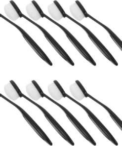 VALICLUD Pinceaux de Maquillage Contouring Noirs Set de 10 Ovales et Fibres Artificielles, Portables et Hygiéniques L'application Rapide Fond de Teint Quotidien