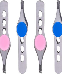 ULTECHNOVO Lot de 4 Pinces à Sourcils en Acier Inoxydable Fermeture Caoutchouc, Mors Serrés et Résistants, Accessoires Créatifs pour Épilation Précise des Sourcils Femmes Couleur Aléatoire
