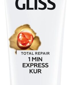 Gliss Cure intensive Total Repair de 1 minute (200 ml) - Cure capillaire à la kératine liquide pour cheveux secs et abîmés - Efficace dès 1 minute