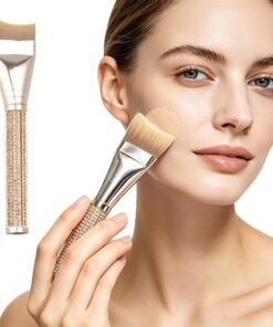 Pinceau plat en forme de croissant de strass pour fond de teint, outil de mélange synthétique fin de style coréen pour une couverture complète du visage impeccable – Doré