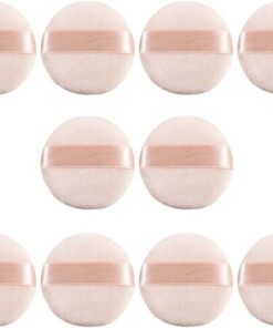 Housoutil Houppettes à Poudre Naturelles en Éponge Rose Lot de 10 Outil de Maquillage Toucher Confortable et Respectueux Peau pour Femmes et Filles