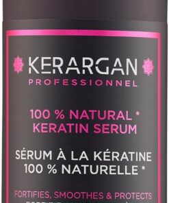 Kerargan - Sérum Capillaire Ultra Réparateur à la Kératine pour Cheveux Abîmés - Protecteur, Lissant - Huiles Naturelles de Ricin, Macadamia, Argan - Sans Sulfate, OGM, Huile Minérale - 100ml | Lisse les frisottis, protège les pointes et apporte de la brillance aux cheveux abîmés, sans huiles minérales
