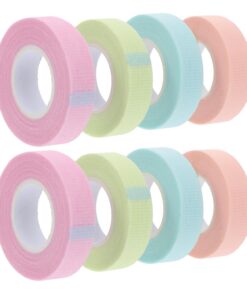 YARNOW Bandes Adhésives 8 Rouleaux Couleur Aléatoire en Tissu Non Tissé Respirant Extensibles Absorbant la Transpiration pour Extensions de Cils pour Soins de Cils et