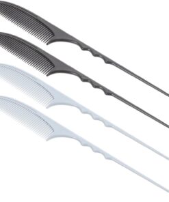 Healeved Set de 4 Peignes Queue en Fibre de Carbone Antistatiques pour Coiffure, Démêlage des Cheveux Bouclés, Outil Professionnel pour Soins Capillaires en Occasions Formelles