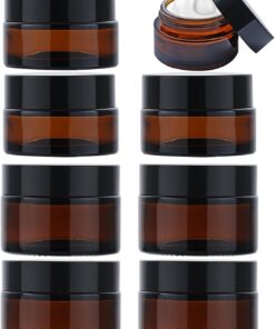 4 pièces 20 ml + 4 bocaux en verre ambré de 30 ml, pots de cosmétiques vides avec couvercles, pots en verre vides pour crème pour le visage, lotion pour le maquillage, les échantillons, les voyages