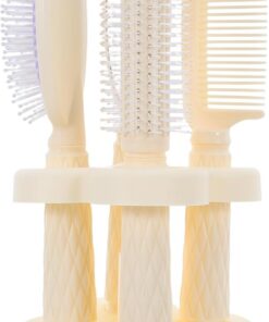 STOBAZA Ensemble de 4 Pièces Peignes à Cheveux Multifonctionnels Blancs, Peigne à Boucler, Brosse Massage Cuir Chevelu, Miroir Portable, Coiffage et Soins Capillaires pour Femmes, Usage