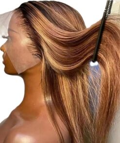 Soins capillaires Perruque Lace Front Wig Naturelle Lisse Blond Miel 13x 4/5x5 Transparente HD Pré-épilée Avec Cheveux Bébé Pour Femmes