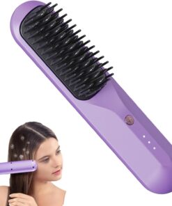 Brosse Lisseuse Peigne Lissant Sans Fil Rechargeable Portable à 3 Niveaux | Lisseuse De Pour Cheveux Pour A La Maison Soins Capillaires Et Événements Mariage