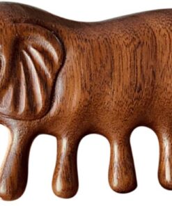 Peigne de Massage du Cuir Chevelu en Bois de Santal, Forme Éléphant | Massage Apaisant et Doux, Style Luxueux Élégant, Outil de Soin Capillaire