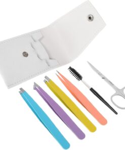 Gatuida Kit Pince à Épiler Sourcils 6 Pièces en Acier Inoxydable Portable, Outil de Mise des Sourcils pour Usage à Domicile et Salon de Beauté