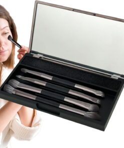 Lot de 4 pinceaux de maquillage de voyage portables à double extrémité avec étui, outils professionnels de maquillage pour le visage, fournitures cosmétiques pour femmes, kit de pinceaux pour
